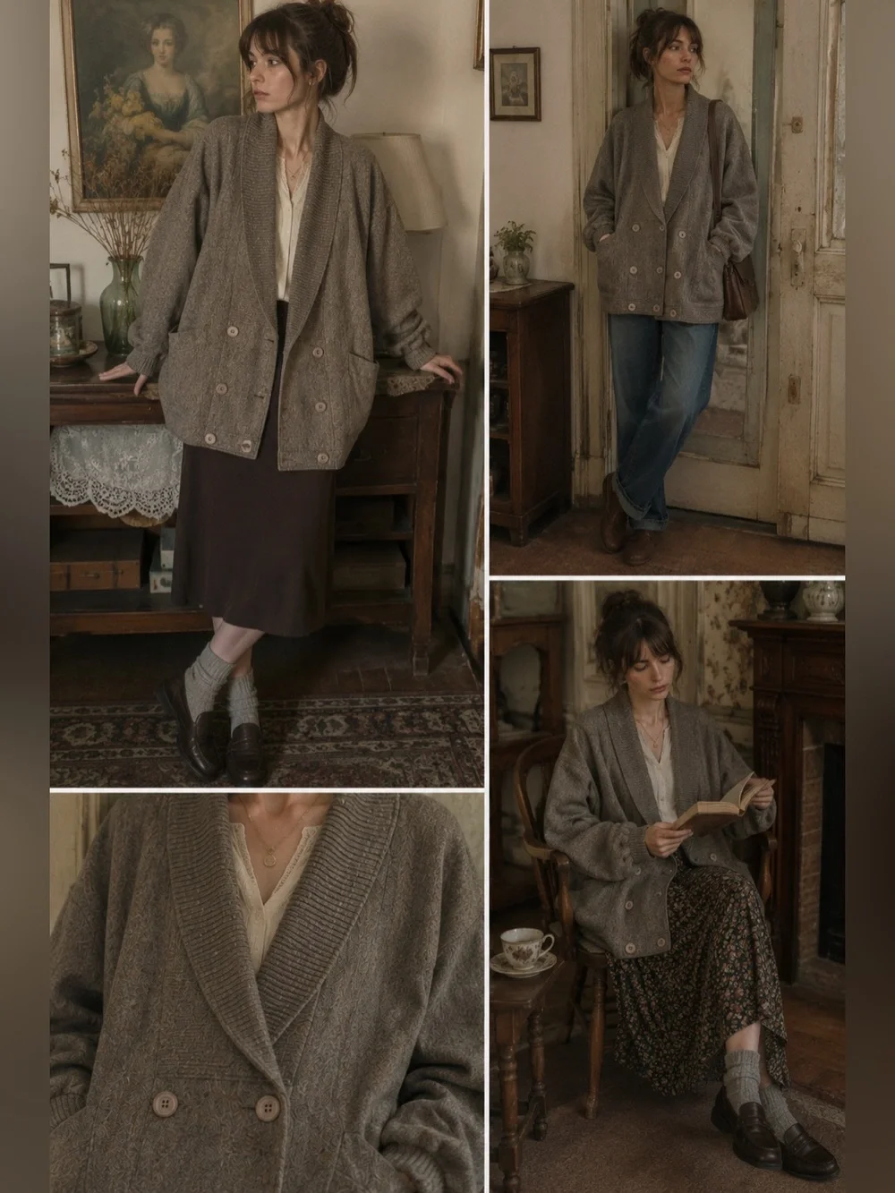 VTG unisex Sanro Melbourne Wool‎ Coat Grey Lana Fleece unisex S/M 8